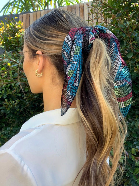 Silk Neck & Hair Tie - Black/Burgundy