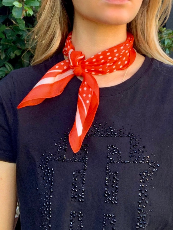 Silk Neck & Hair Tie - Red Dots