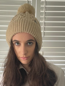 POM POM FLEECIE lurex RIB TRIM BEANIE