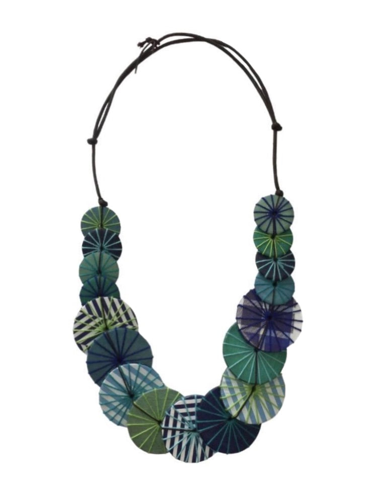 Blue Beaded and Embroidered Necklace N7-04CTF