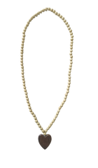 LONG BEAD HEART NECKLACE NATURAL