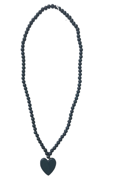 LONG BEAD HEART NECKLACE BLUE