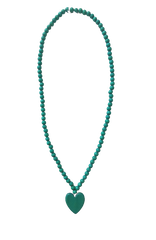 LONG BEAD HEART NECKLACE TURQ