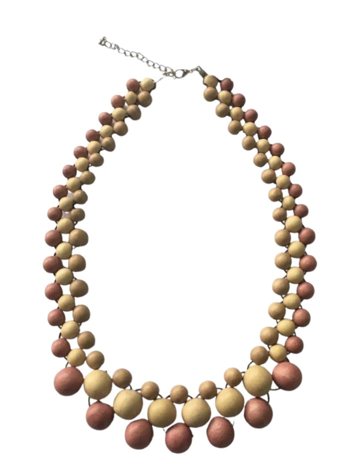 Chunky Natural Wooden Beaded Necklace N6-3567JAK