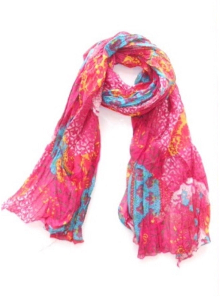 Palme Washed Patch Print Scarf - Pink