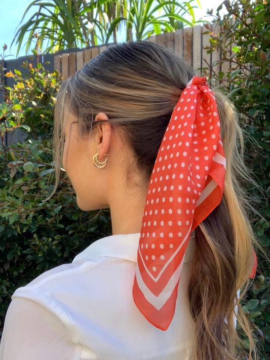 Silk Neck & Hair Tie - Red Dots