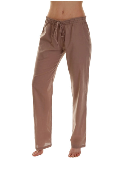 Palme Cotton Pant Smocked Waist + Pockets - Brown