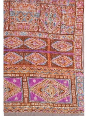 Palme Cotton Mosaic Embroidered Scarf - Rust/Purple