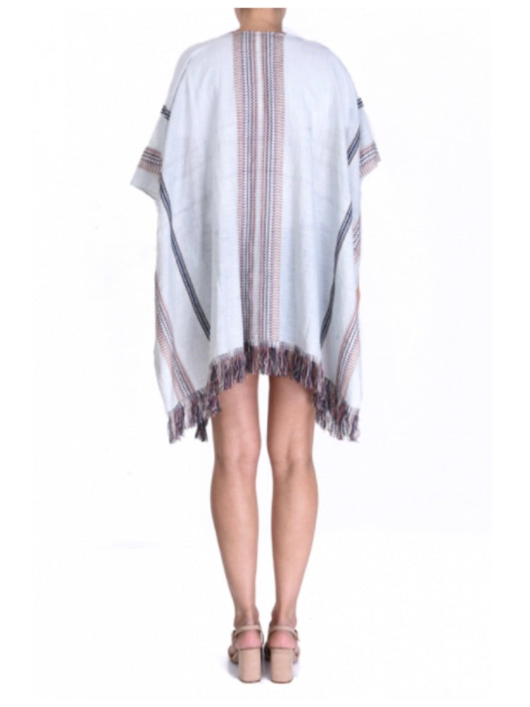 Palme Cotton Kaftan With Jacquard Stripes - Light Grey