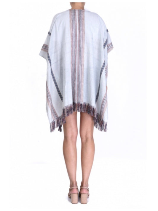 Palme Cotton Kaftan With Jacquard Stripes - Light Grey