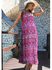 Palme Printed Viscose Dress - Purple