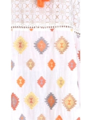 Palme Cotton Embroidered Kaftan - Orange/Mustard