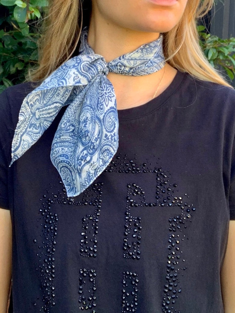 Silk Neck & Hair Tie - Blue ZS-1011