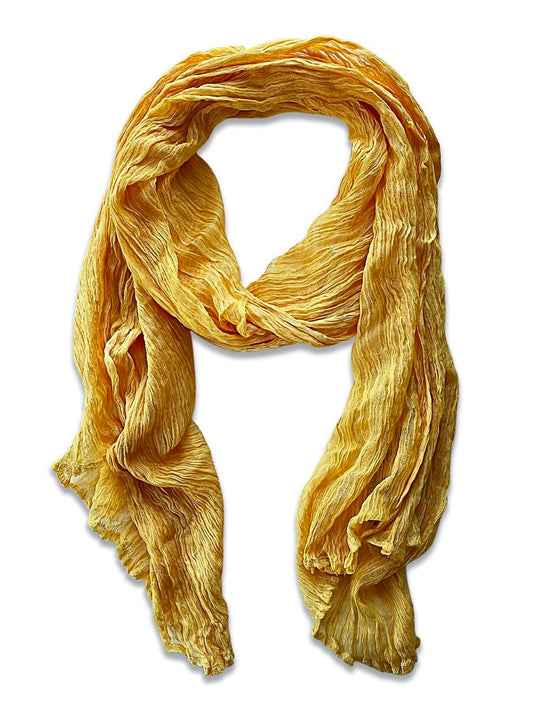 Crinkled Muslin Viscose Scarf - Mustard