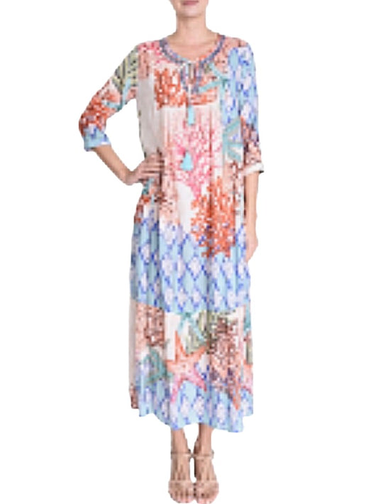 Palme Hand Embroidered Tunic Dress L/XL - White