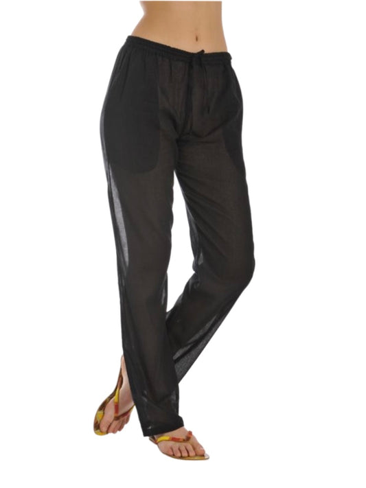 Palme Cotton Pant Smocked Waist + Pockets - Black