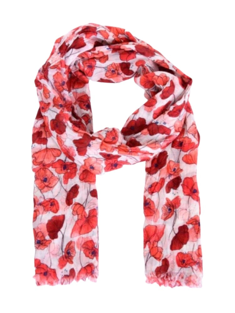 Poppy Print Pure Cotton Scarf - 54862