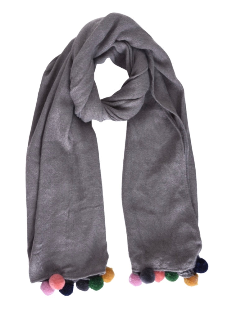 Multicolour Pom Pom Soft Scarf - 56647