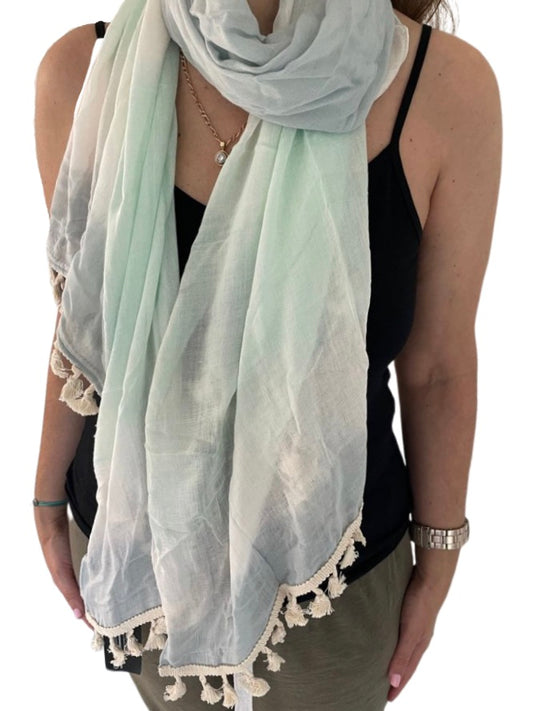 Viscose Ombré Scarf - Pale Blue