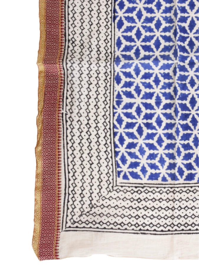 Palme Block Print Cotton Kimono - Blue