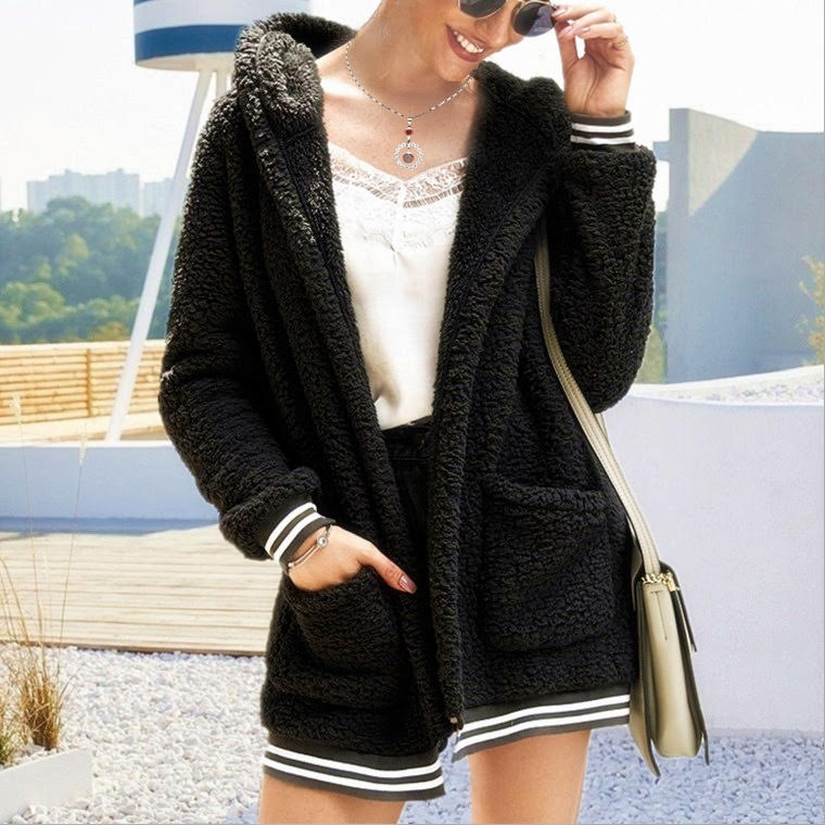 Black Bomber Style Coat - Cinnamon Creations