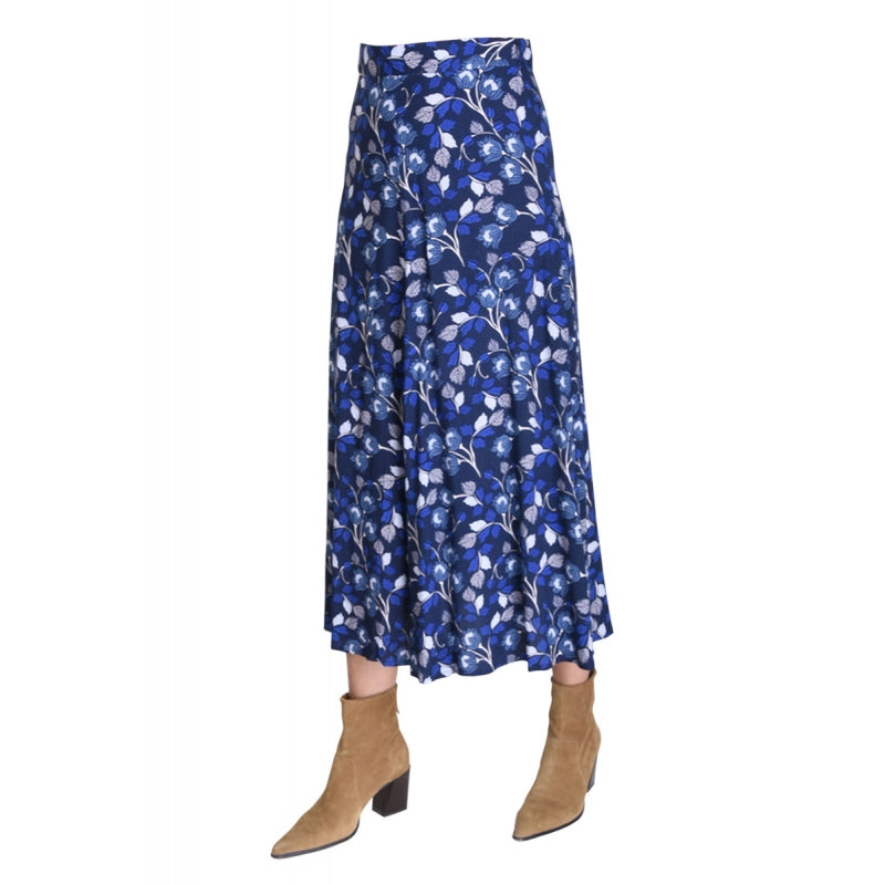 Bleu Fonce Viscose Pagoda Skirt