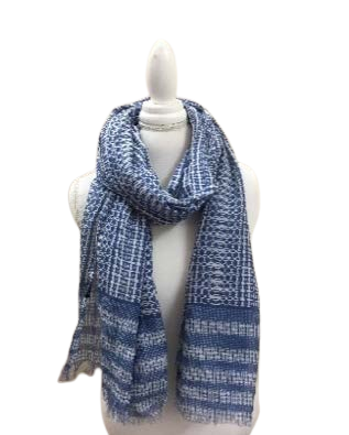 Blue Patterned Scarf - Cinnamon Creations