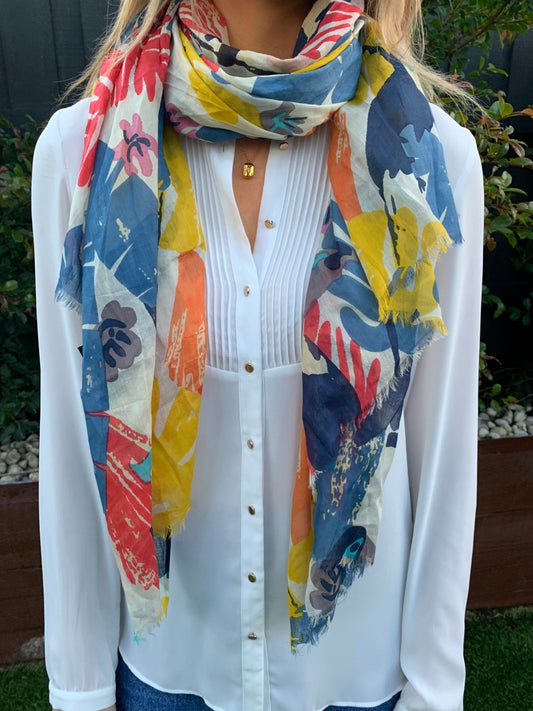 Cotton Printed Toucan Scarf