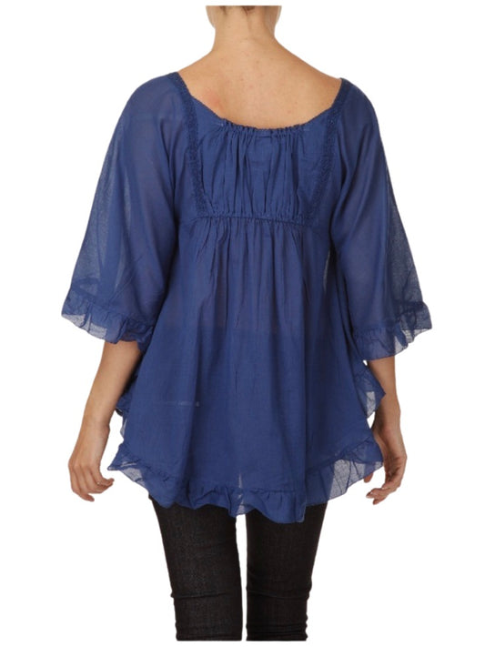 Palme Cotton Swing Top - Navy