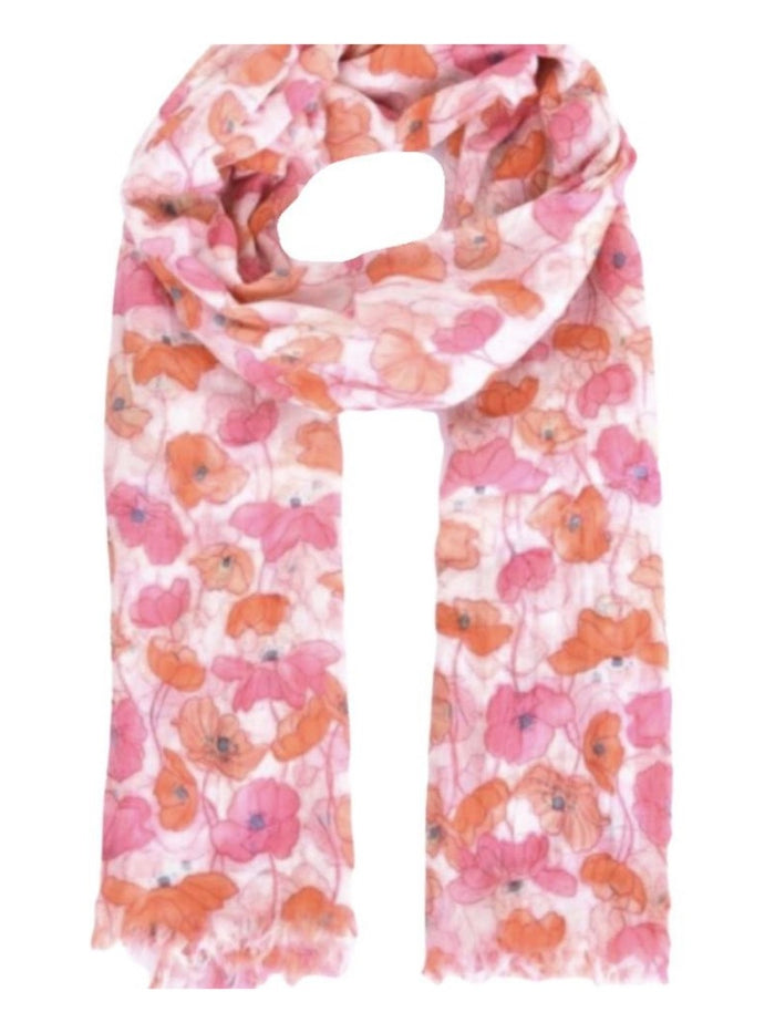 Palme Poppy Print Cotton Scarf - Light Pink