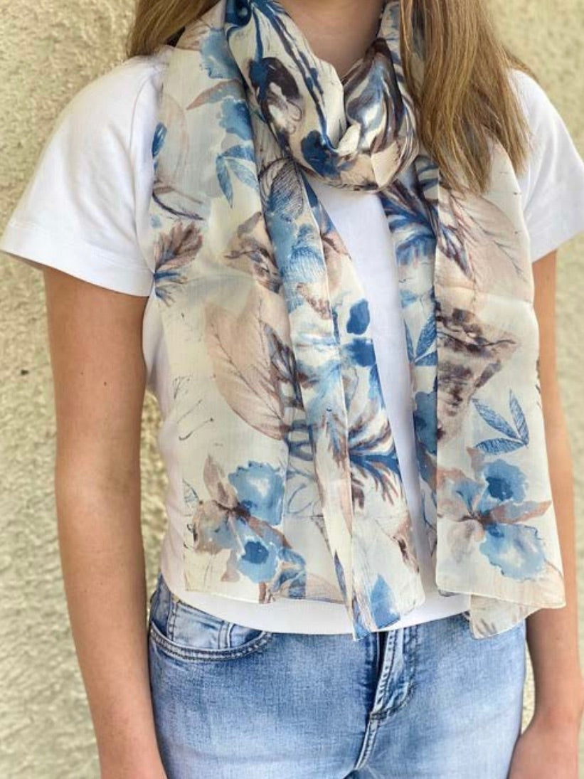Silk Scarf - Nude/Blue ZS1012/L