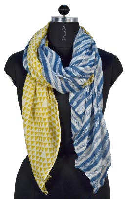 Yellow and blue patterned scarf