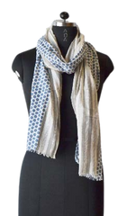 Cream and blue scarf