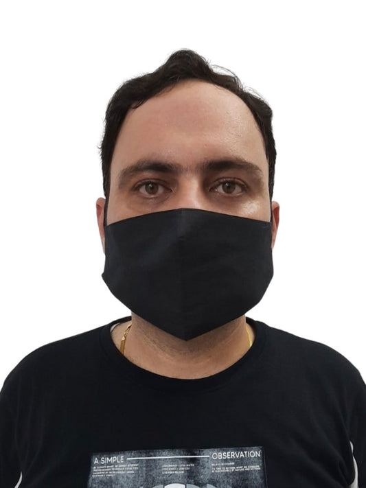 3 Layer Men's Cotton Sports Mask - Black