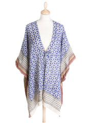 Palme Block Print Cotton Kimono - Blue