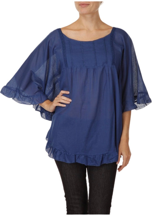 Palme Cotton Swing Top - Navy