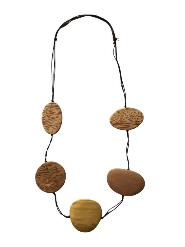 Natural Wooden Beaded Necklace N6-2740W