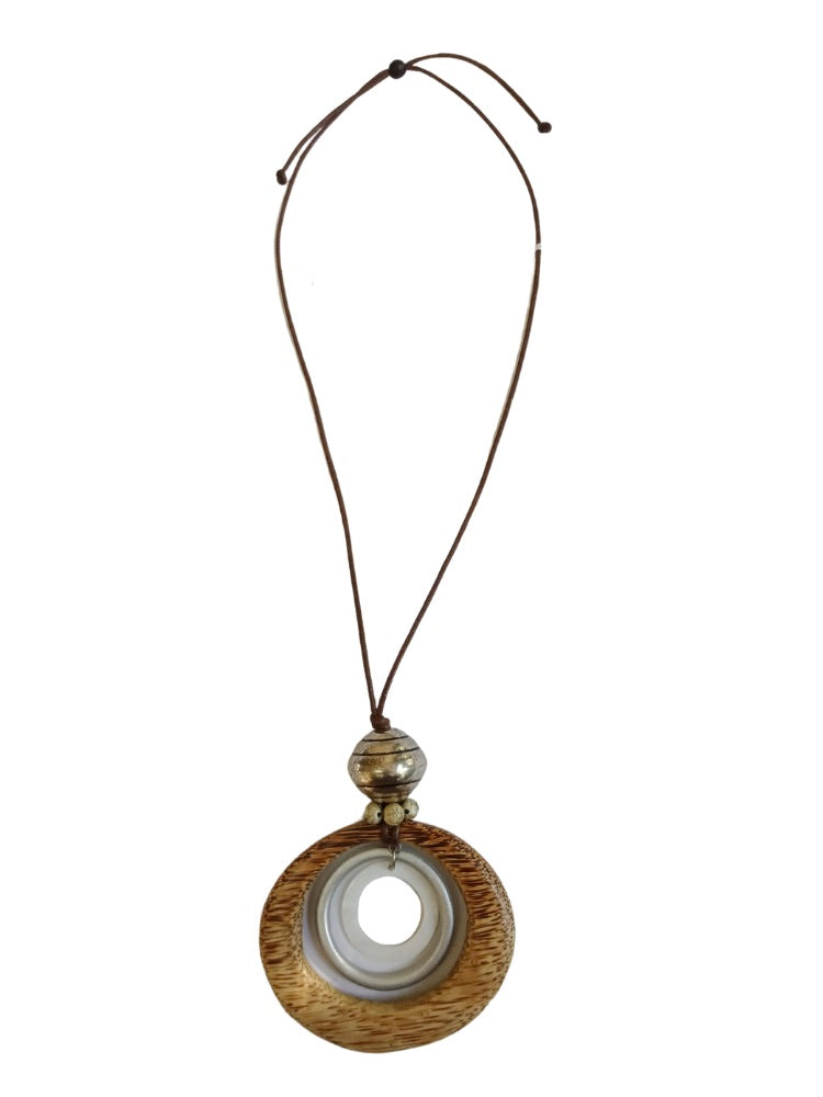 Inspired by the Ocean Wood and Silver Pendant Necklace N1-926MBW