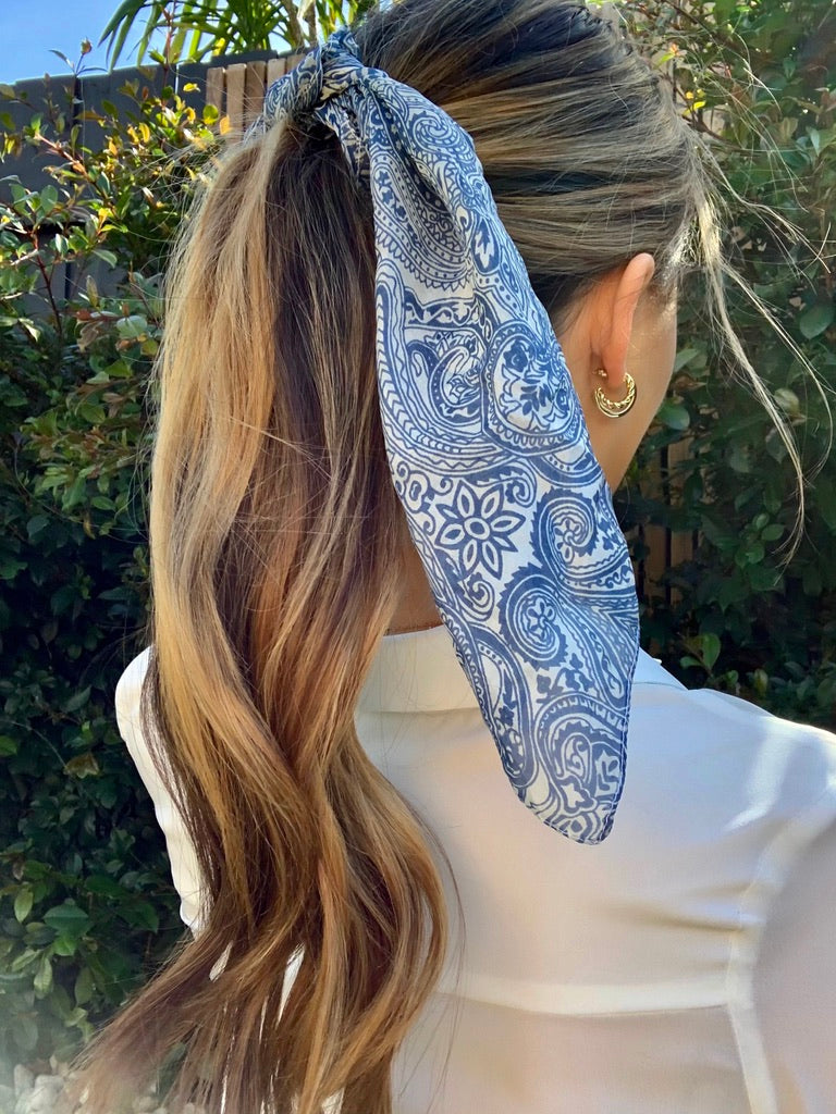 Silk Neck & Hair Tie - Blue ZS-1011