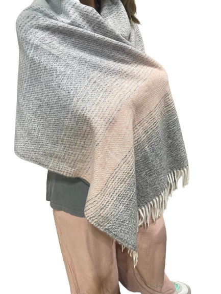Pink and Grey Winter Scarf