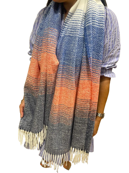 Soft Orange and Navy Winter scarf