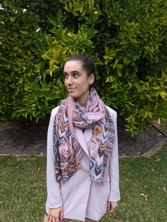 Pink Patterned Scarf