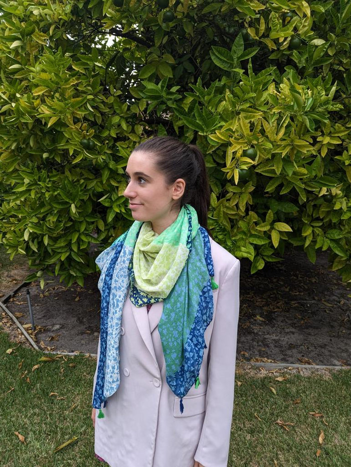 Green patterned scarf