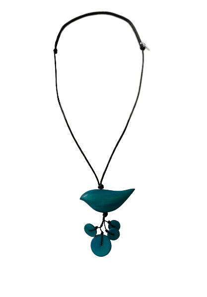 Birdie Shaped with 4 Circled Wooden Beaded Necklace N6-5372