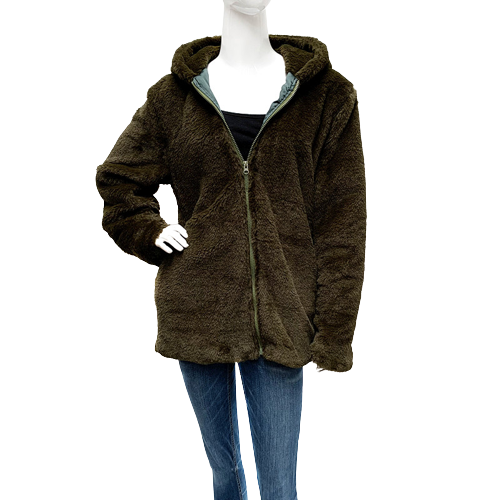 Faux Fur Free Size Zipped Coat