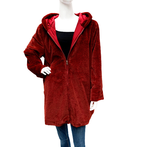 Faux Fur Free Size Long Length Zipped Coat