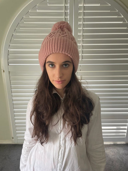 WINTER POM POM BEANIE - PINK