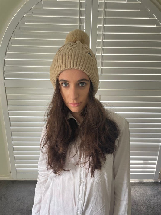 WINTER POM POM BEANIE - BEIGE