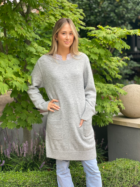 Long Line Jumper - Grey - CinnamonCreations