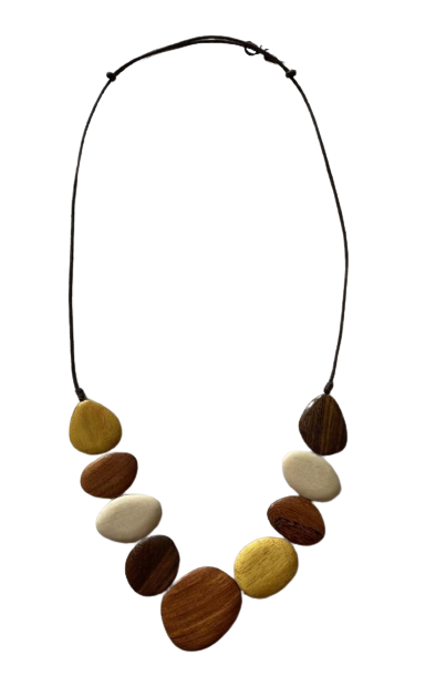 Elegant Wooden Beaded Necklace Earthy N6-5930W